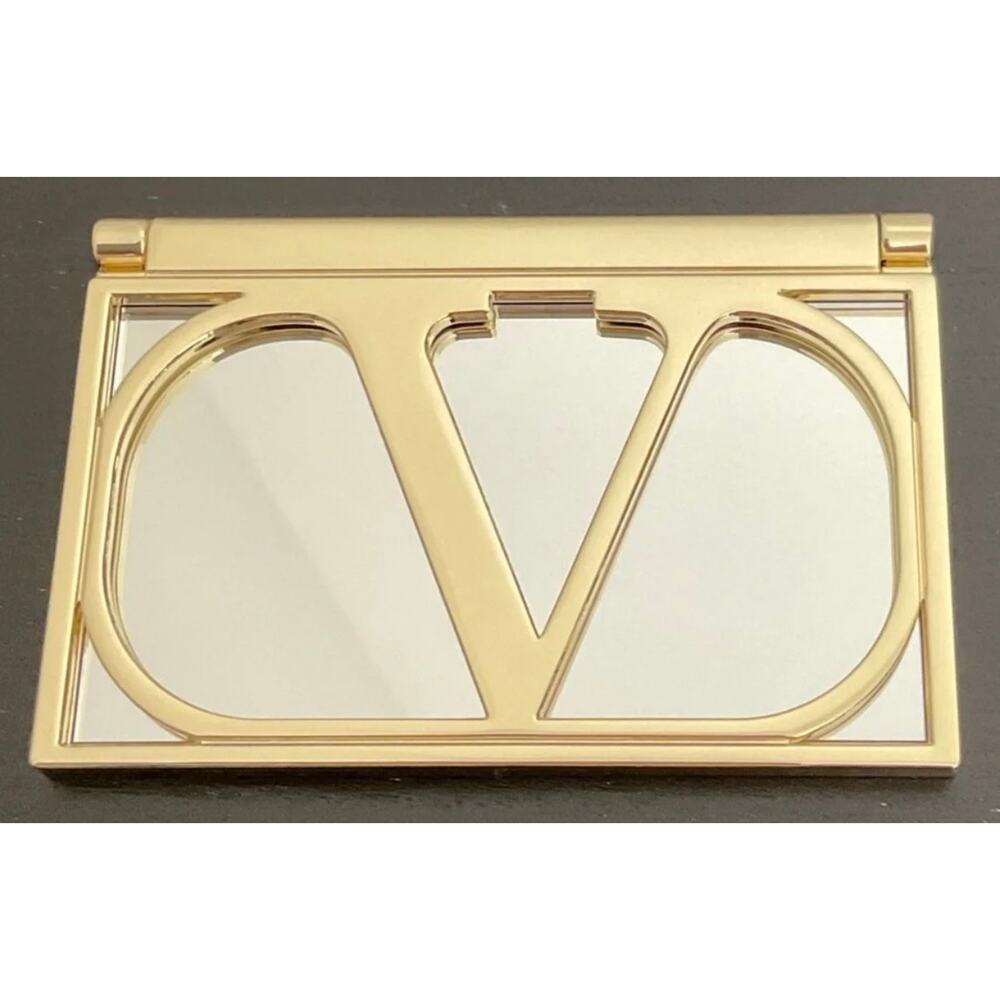 Valentino Gold Iconic V-Logo Compact Mirror - approx 4” x 2.5” - NEW no box